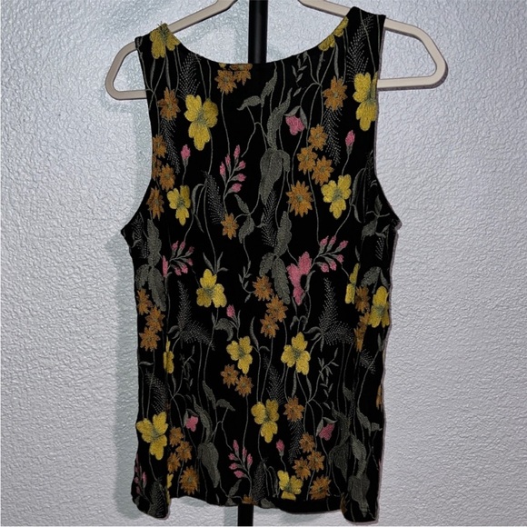 Anthropologie Meadow Rue black embroidered floral tank size L - Picture 7 of 9